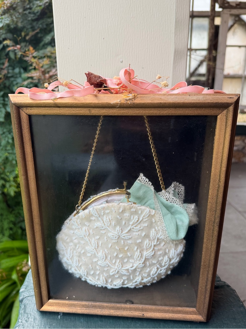 White Beaded Vintage-Style Frame Purse  wall art